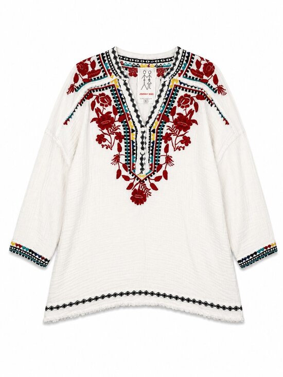 Johnny Was Tops - Johnny Was Embroidered Tunic Top Cotton Belvedere Gauze Boho Indie Hippie Summer